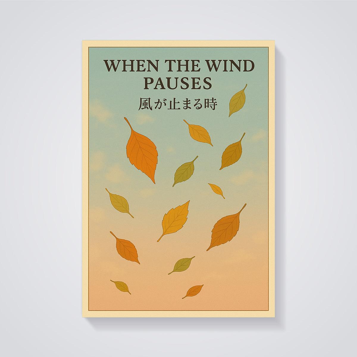 When The Wind Pauses Autumn Leaves Print unframed on a grey background