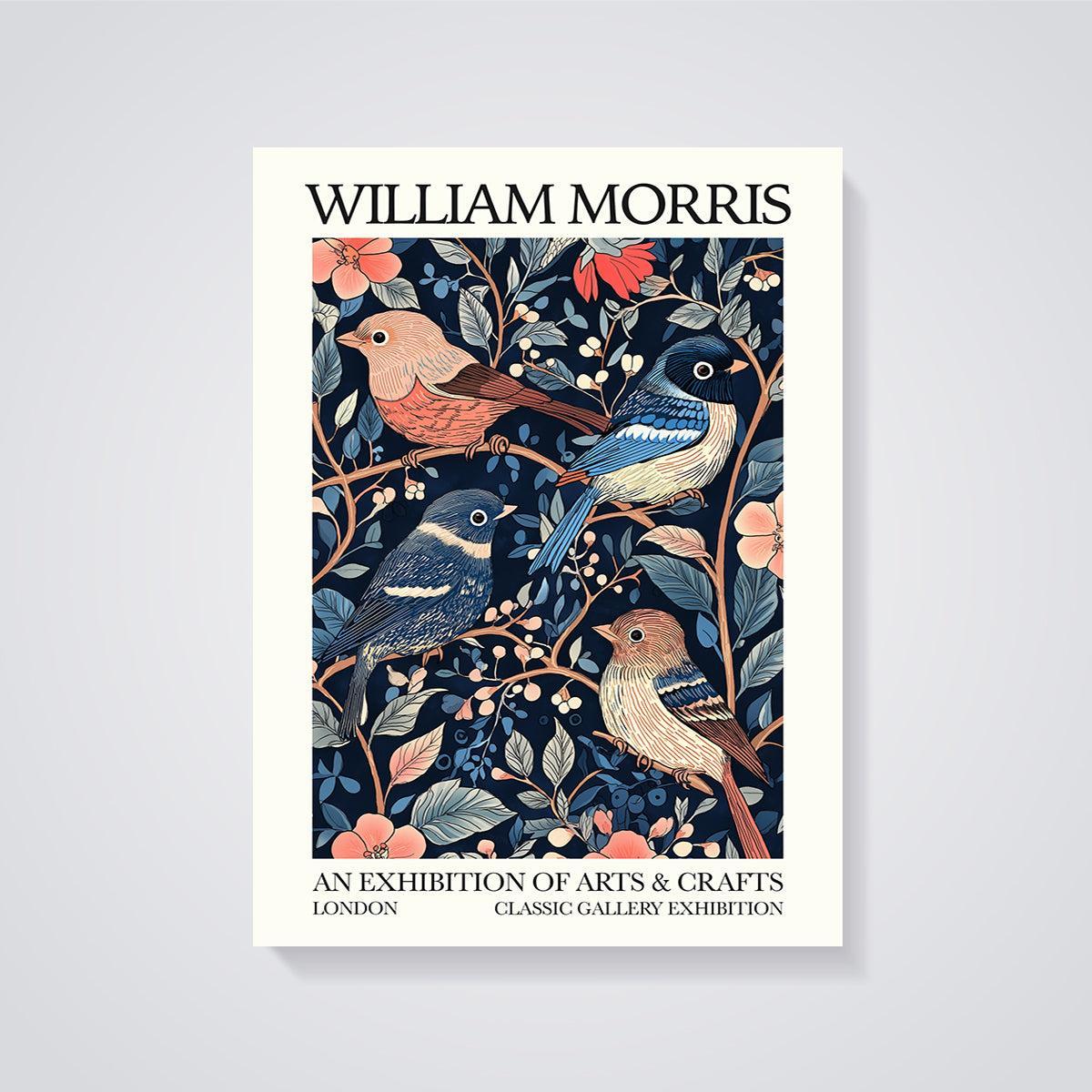 William Morris Arts & Crafts Birds Print unframed on a grey background