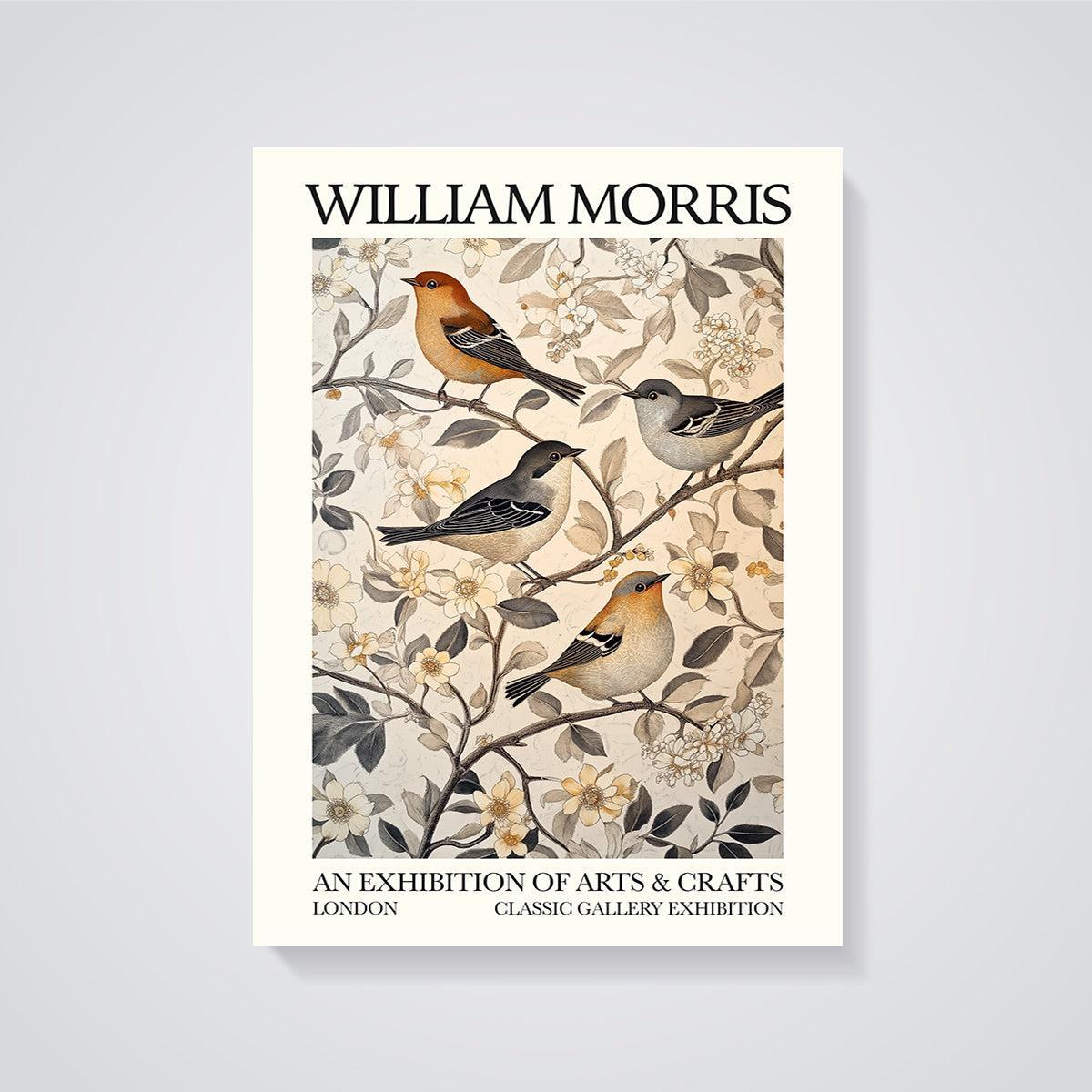 William Morris Birds & Floral Print unframed on a grey background