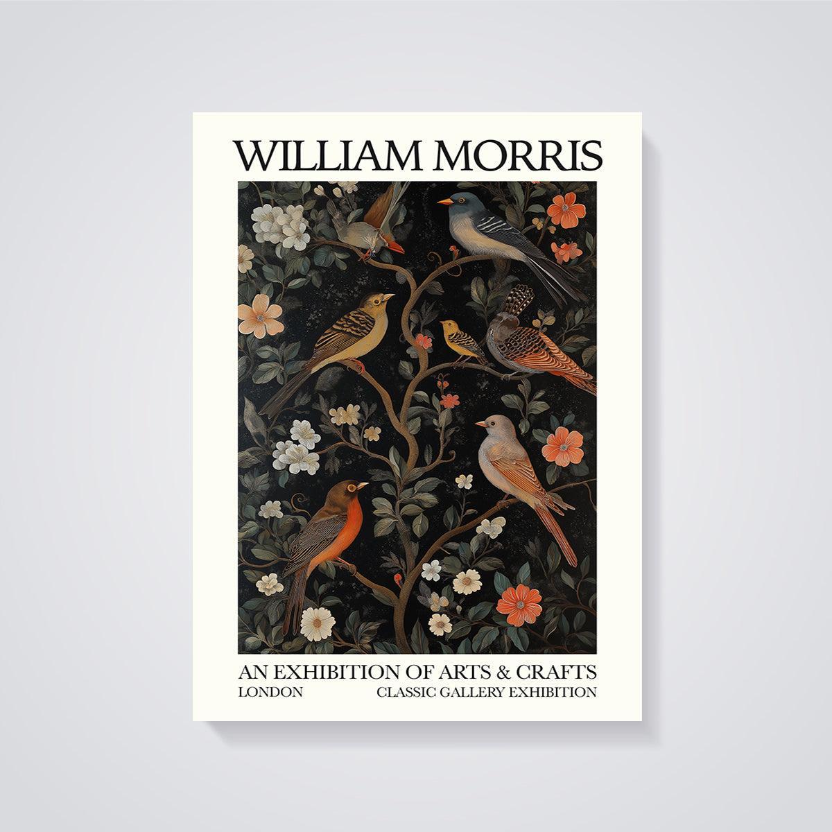 William Morris Birds & Flowers Print unframed on a grey background