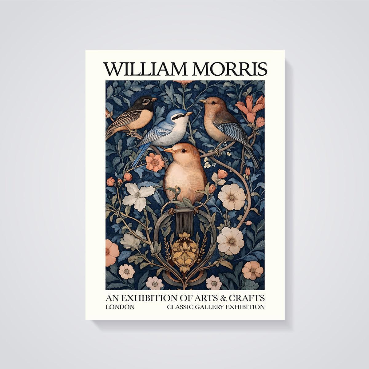 William Morris Birds & Flowers Print Aesthetic unframed on a grey background
