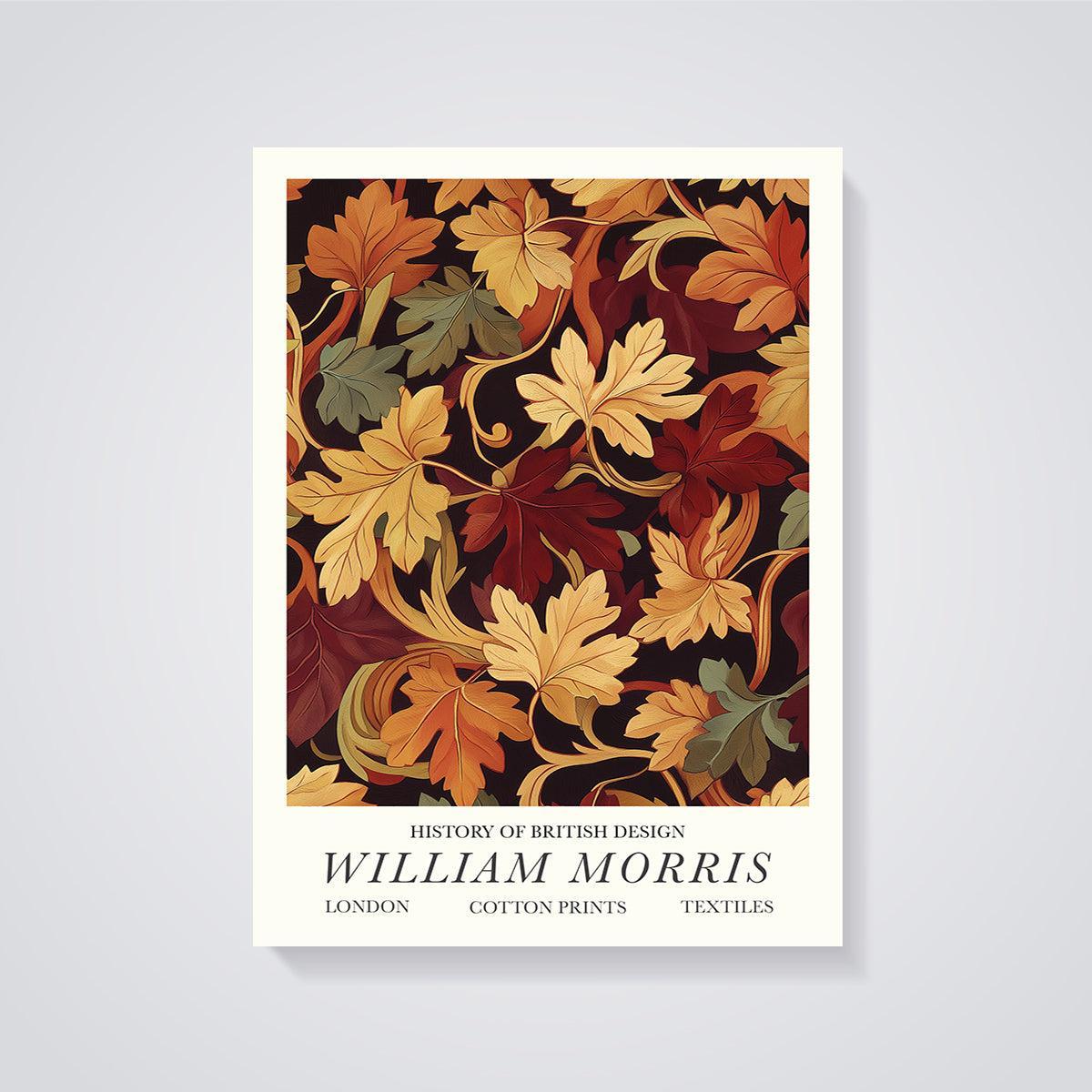 William Morris Cotton Leaves Print unframed on a grey background