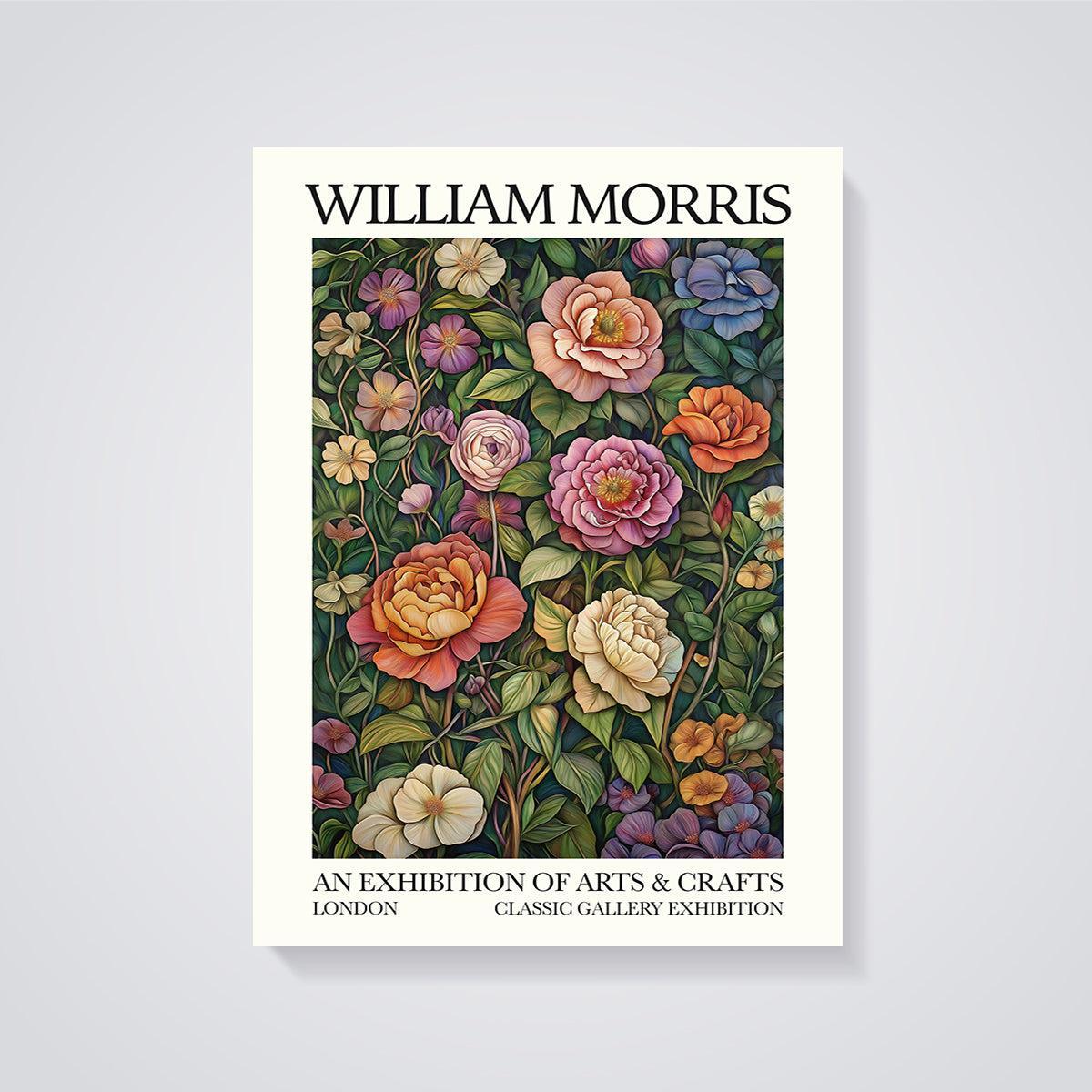 William Morris Floral Exhibition Print unframed on a grey background