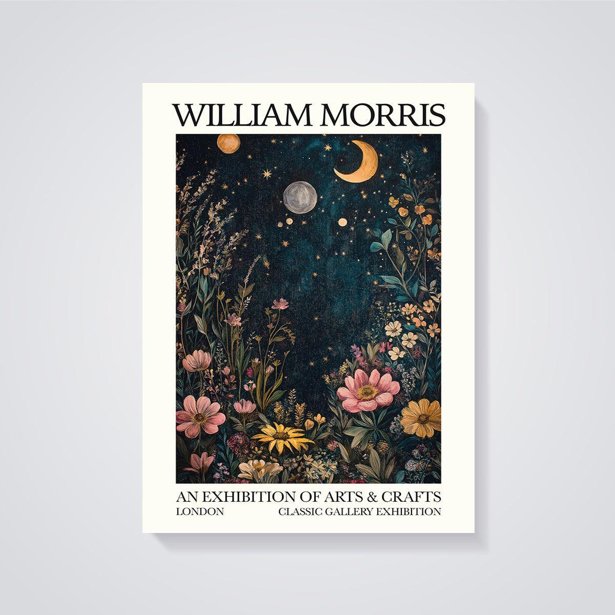 William Morris Floral Moon Garden Print unframed on a grey background