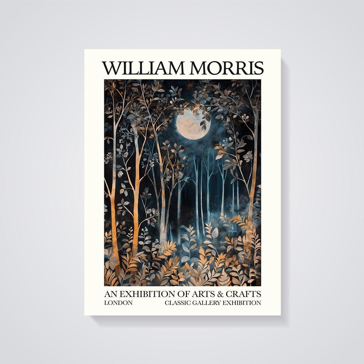 William Morris Moonlight Forest Print unframed on a grey background