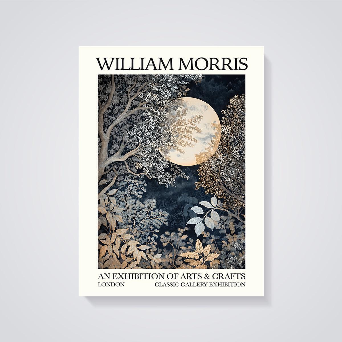 William Morris Moonlit Forest Print unframed on a grey background