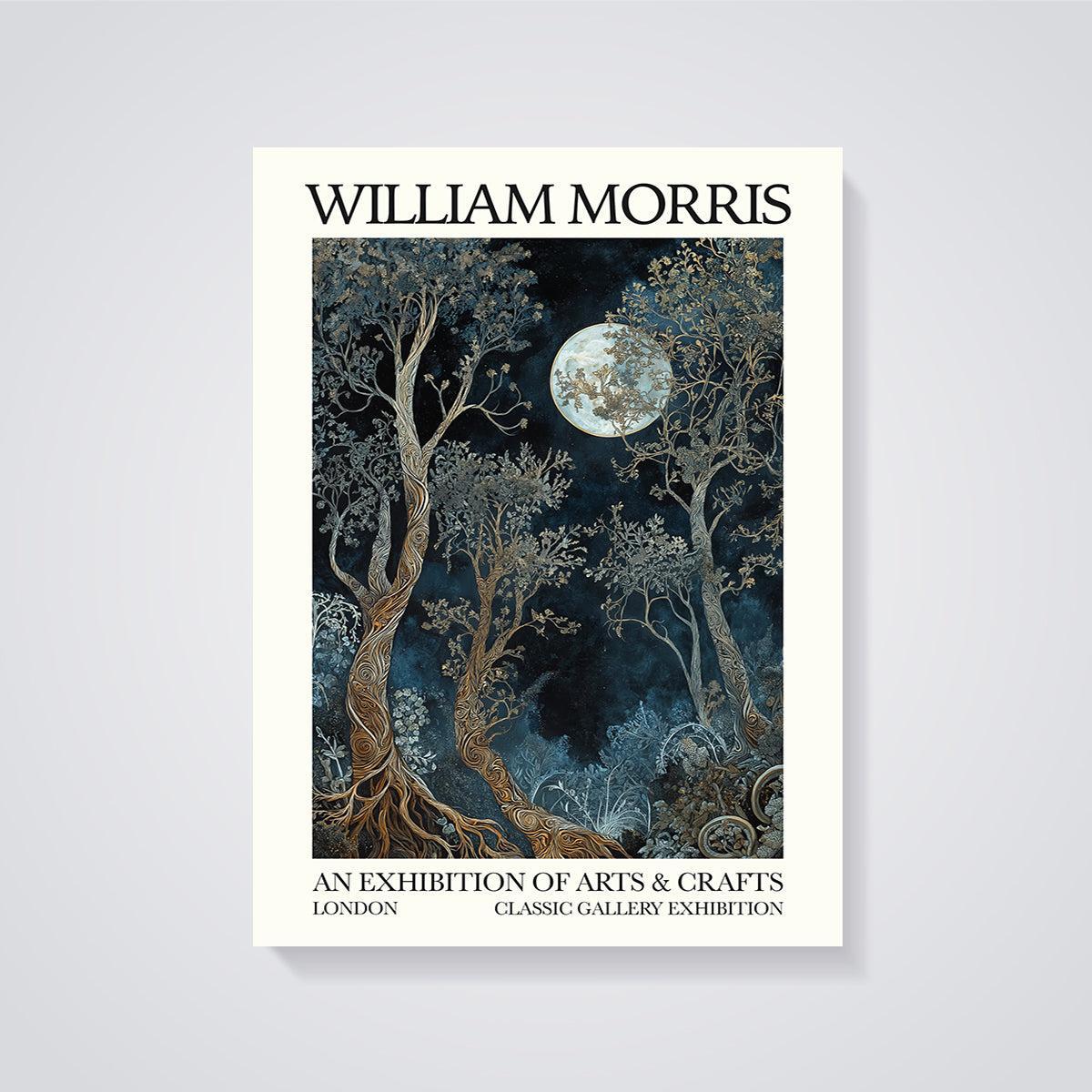 William Morris Moonlit Forest Print Aesthetic unframed on a grey background