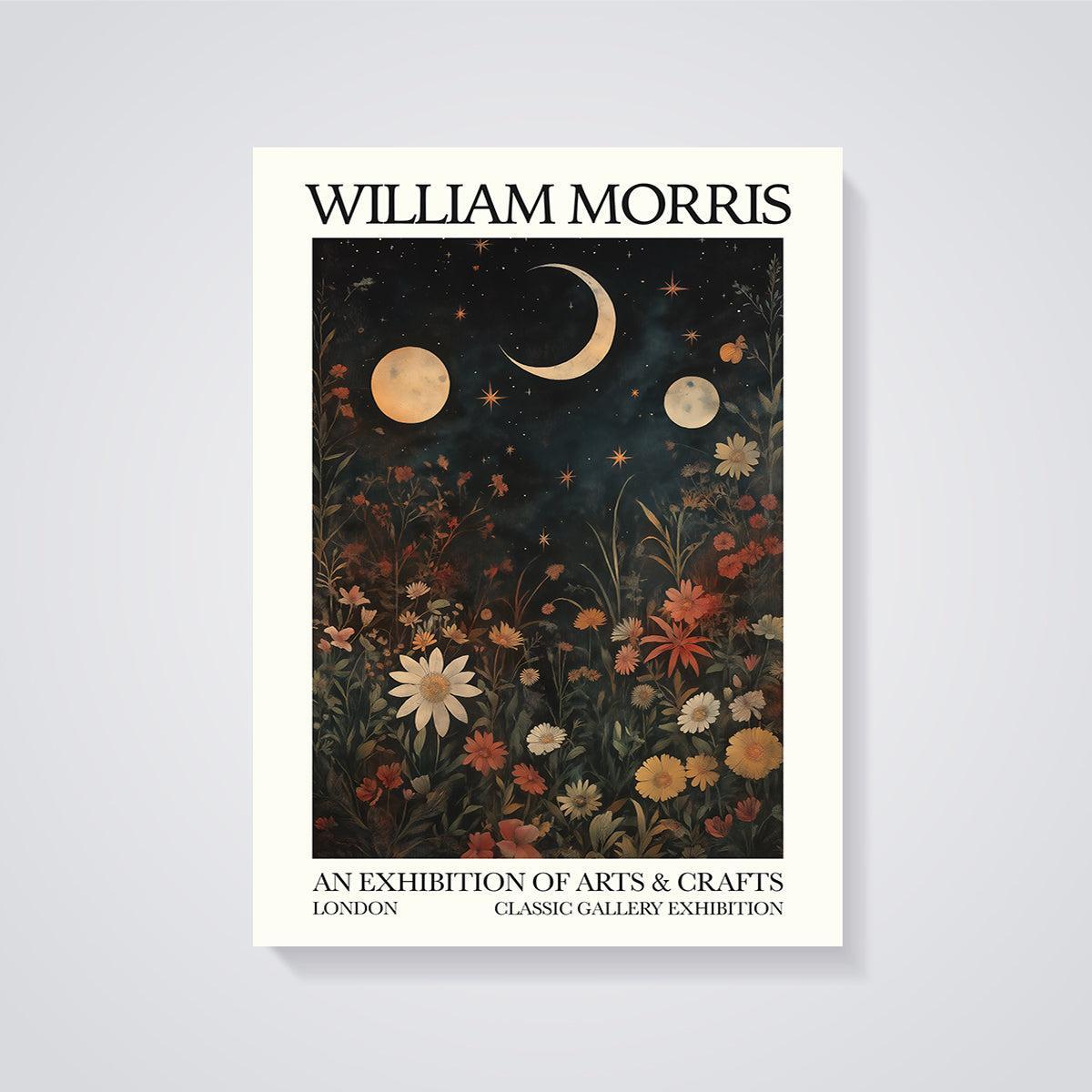 William Morris Moonlit Garden Print unframed on a grey background