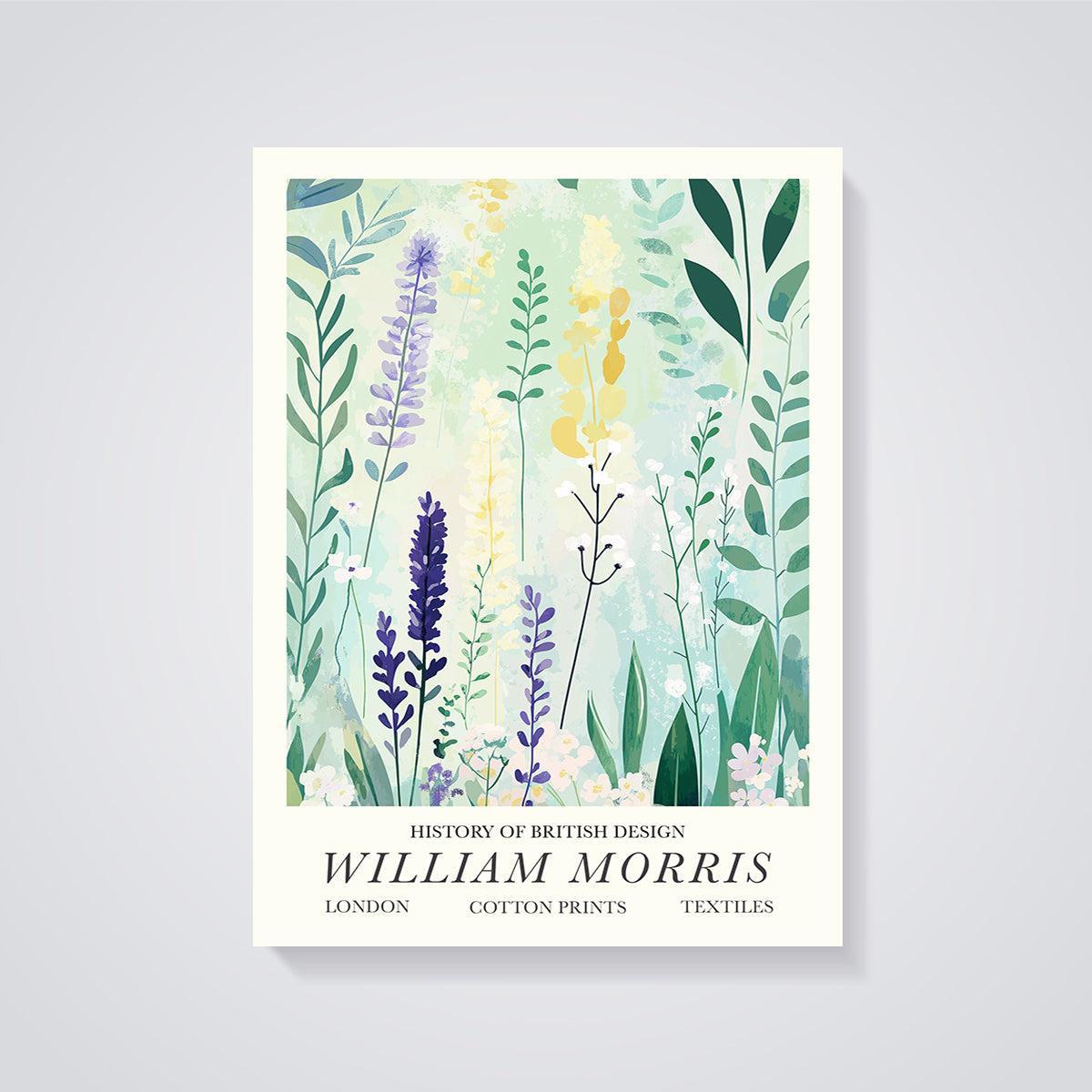 William Morris Wildflower Pattern Print unframed on a grey background