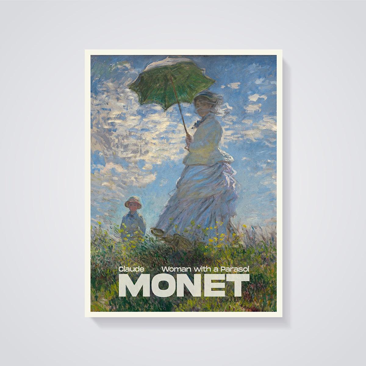 Woman with a Parasol Monet Print unframed on a grey background
