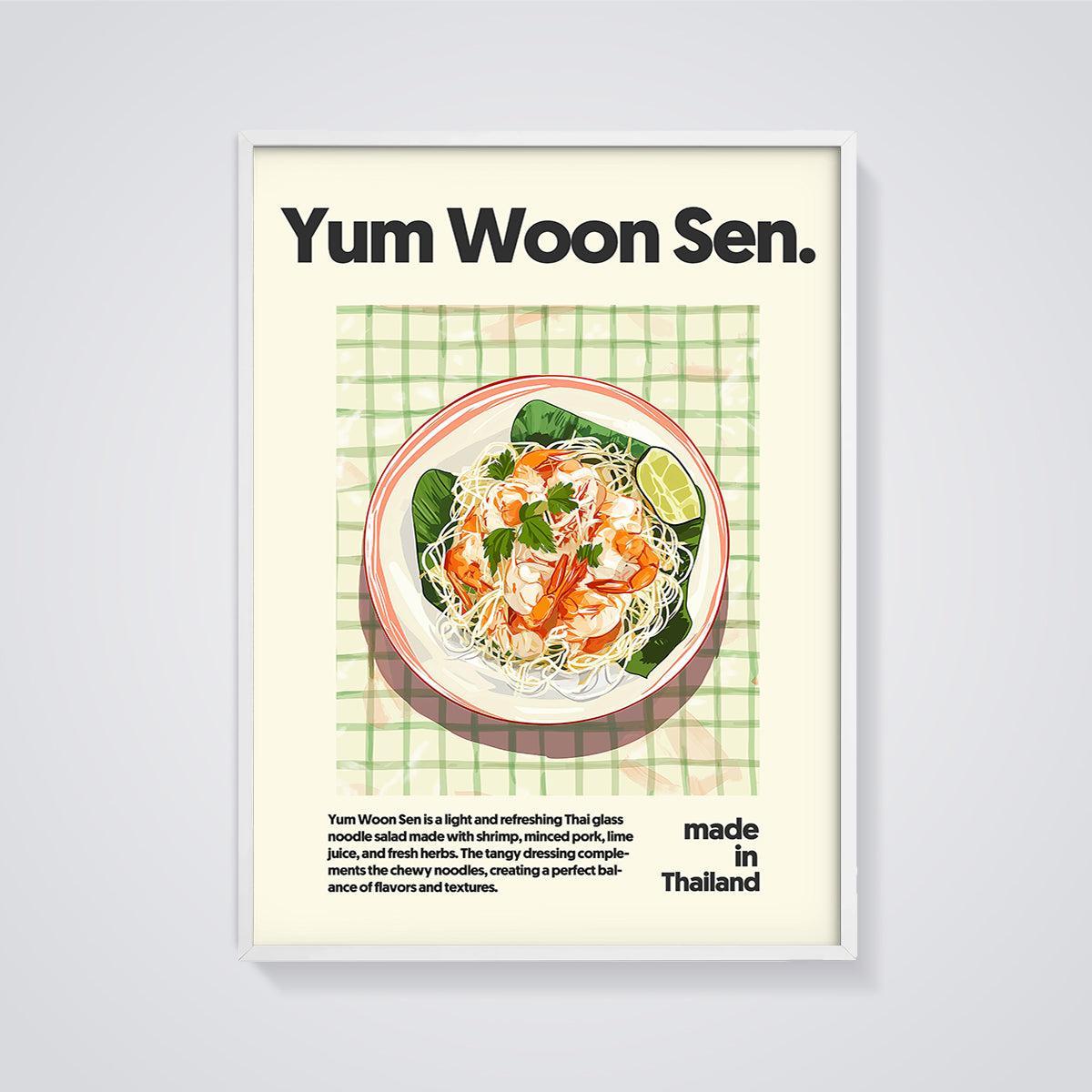 Yum Woon Sen Print framed in white on a grey background